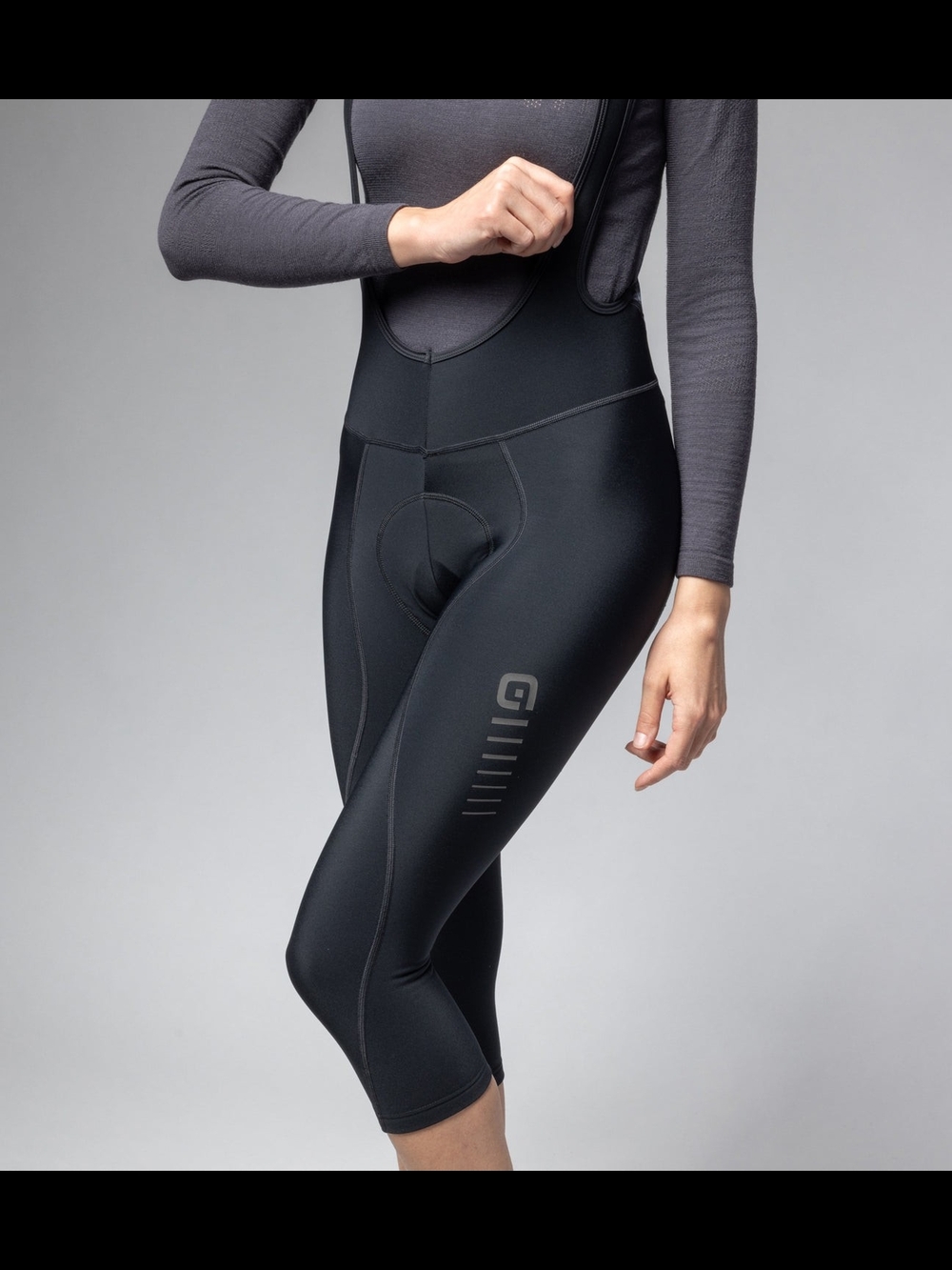 NWT Alé Women's Solid Essential 3/4 Cycling Bib Tights Knickers Black Size S